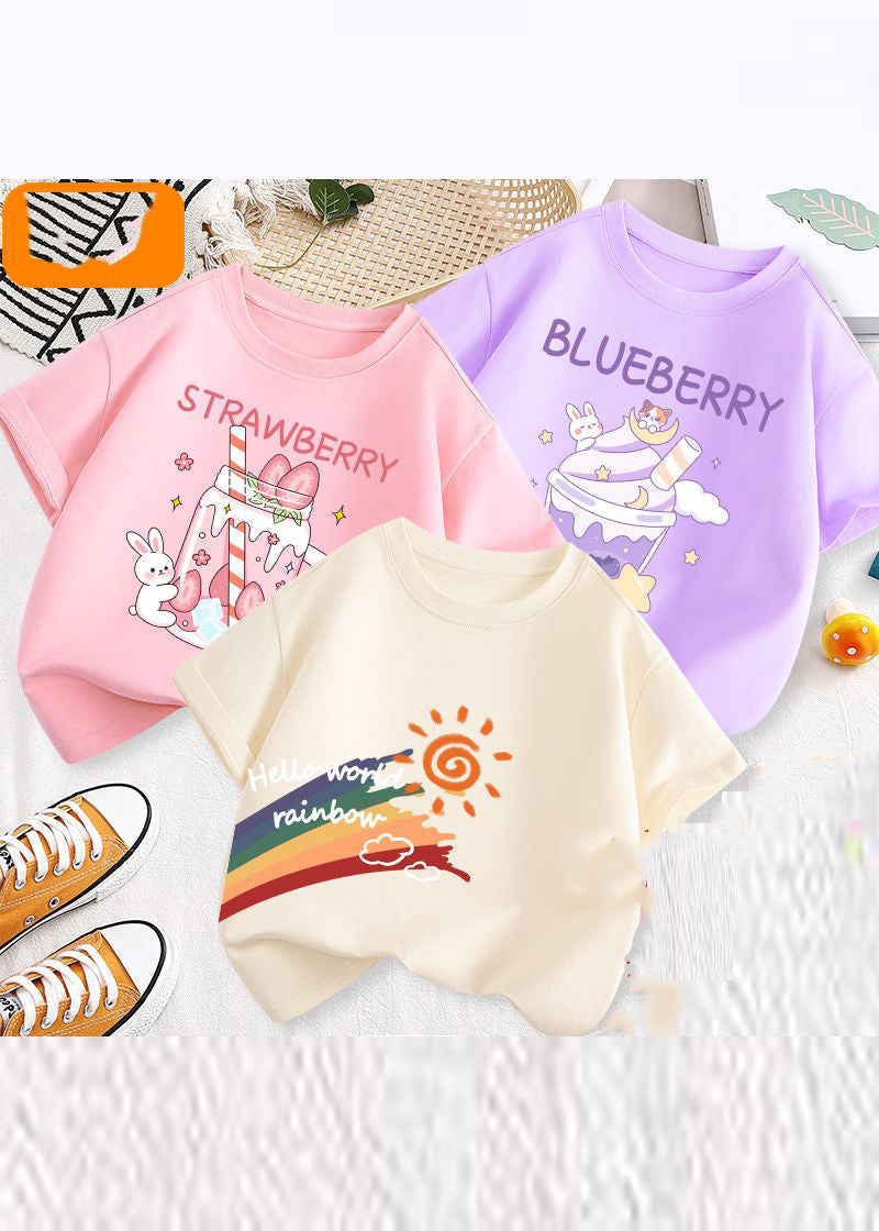 Fine Print Patchwork Kids Tops Three Pieces Set Summer