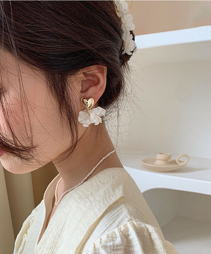 Fine White Sterling Silver Love Drop Earrings