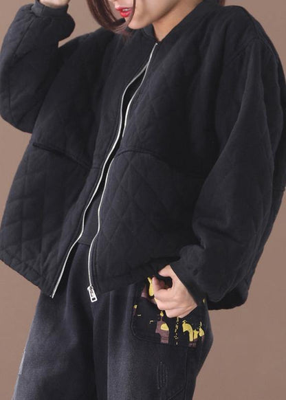 Fine Black Coat Clothing Stand Collar Winter Outwear