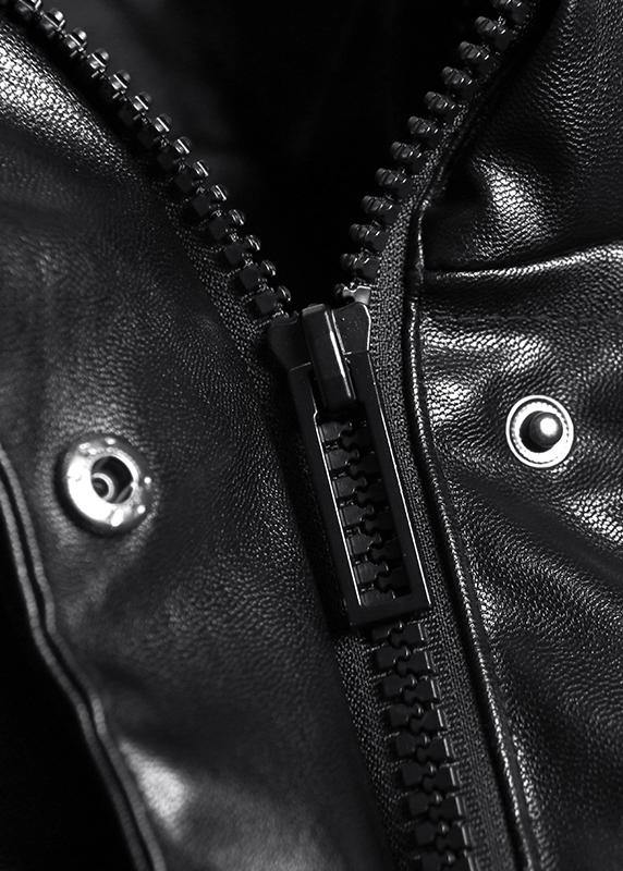 Fine Black Outwear Down Jacket High Neck Zippered Overcoat
