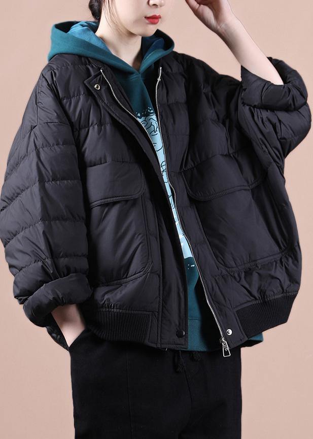 Fine Parka Coats Black Large Pockets Down Coat Winter