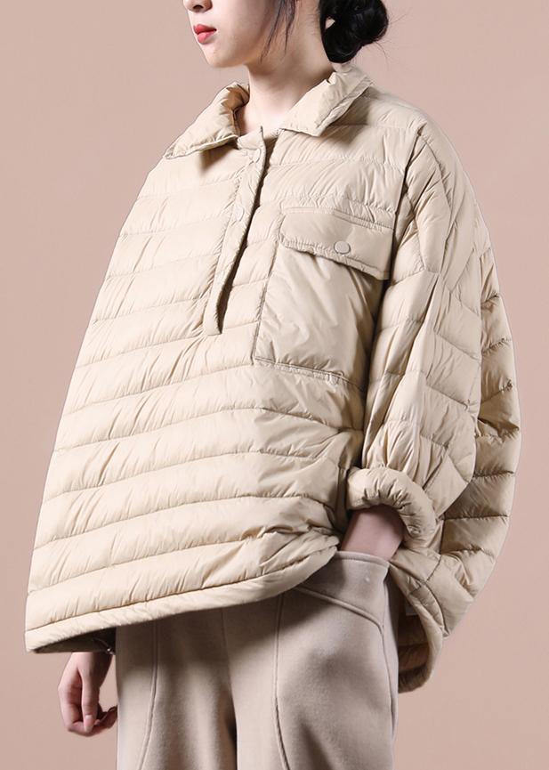 Fine Khaki Down Coat Snow Jackets Lapel Pockets Winter Outwear