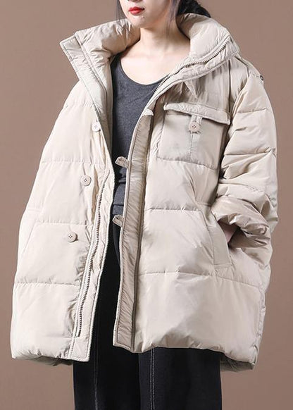 Fine Khaki Clothing Parka Hooded Zippered Winter Outwear