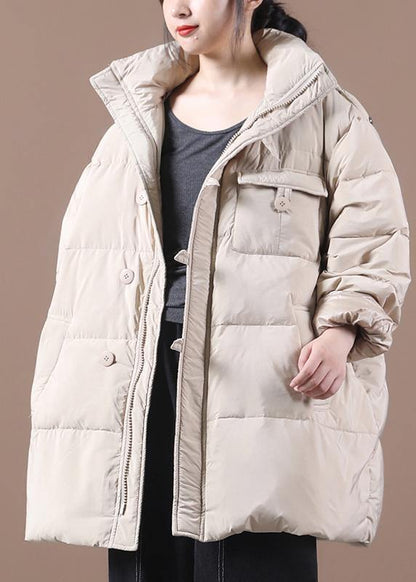 Fine Khaki Clothing Parka Hooded Zippered Winter Outwear