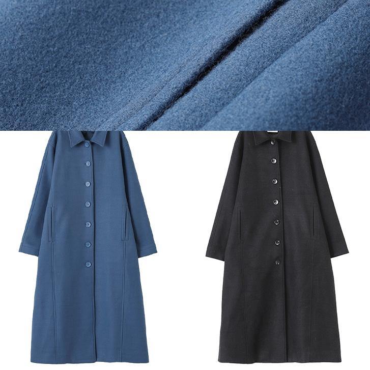 Fine Oversize Long Coats Black Notched Tie Waist Wool Jackets