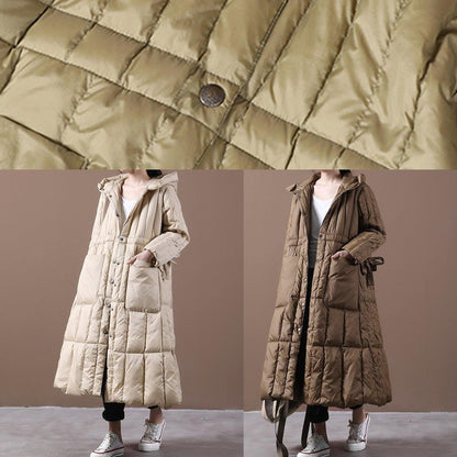 Fine Winter Winter Overcoat Chocolate Hooded Pockets Goose Down Coat