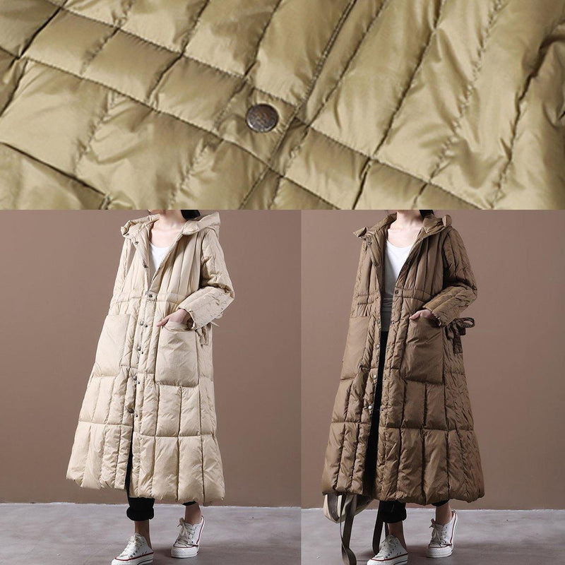 Fine Winter Winter Overcoat Chocolate Hooded Pockets Goose Down Coat