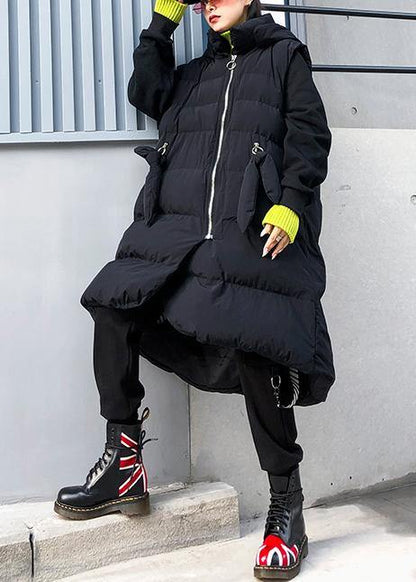 Fine Clothing Winter Jacket Winter Coats Black Hooded Sleeveless Parkas for