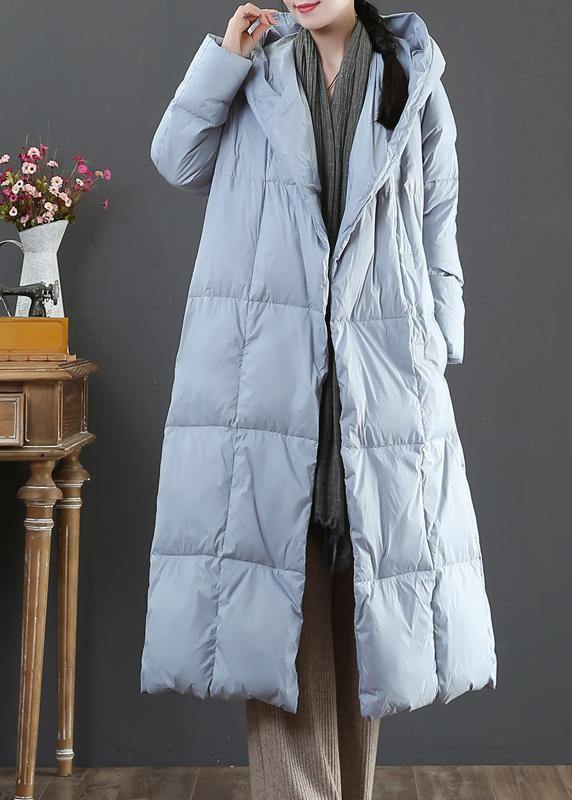 Fine Winter Jacket Coats Blue Hooded Pockets Warm Coat