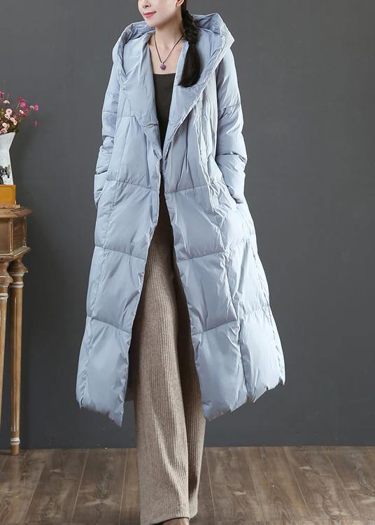 Fine Winter Jacket Coats Blue Hooded Pockets Warm Coat