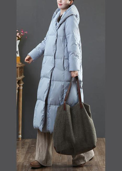 Fine Winter Jacket Coats Blue Hooded Pockets Warm Coat