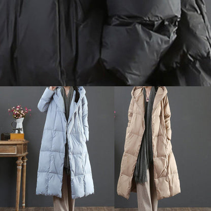 Fine Winter Jacket Coats Blue Hooded Pockets Warm Coat