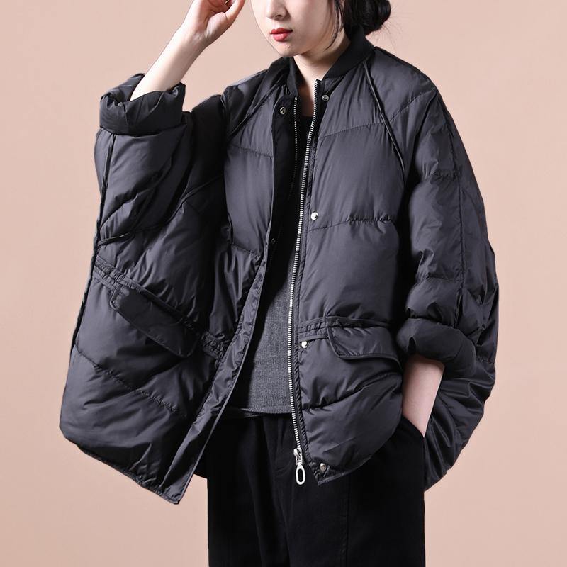 Fine Winter Jacket Winter Outwear Black Pockets Zippered Warm Winter Coat