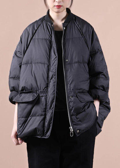 Fine Winter Jacket Winter Outwear Black Pockets Zippered Warm Winter Coat