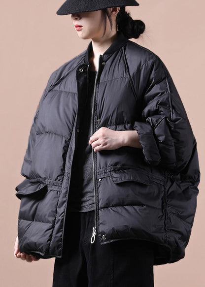 Fine Winter Jacket Winter Outwear Black Pockets Zippered Warm Winter Coat