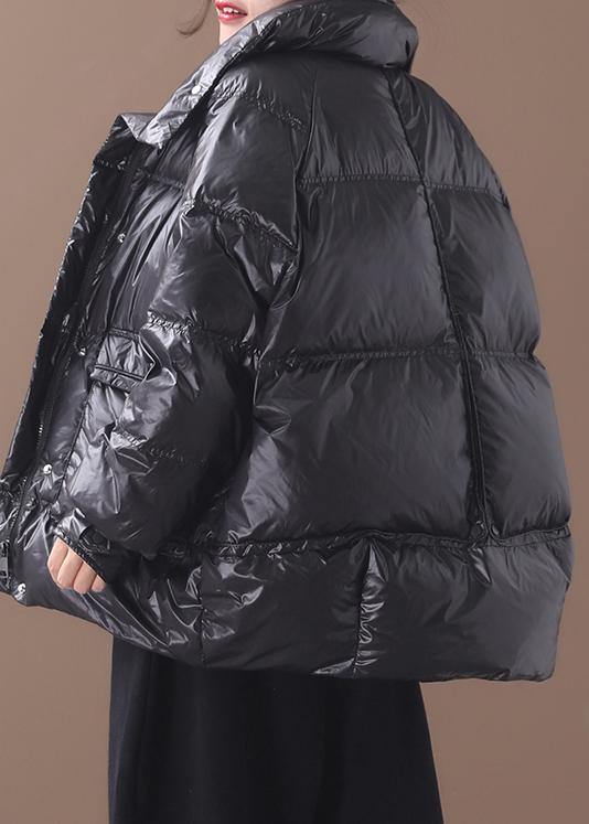 Fine Parka Winter Overcoat Black Stand Collar Warm Winter Coat