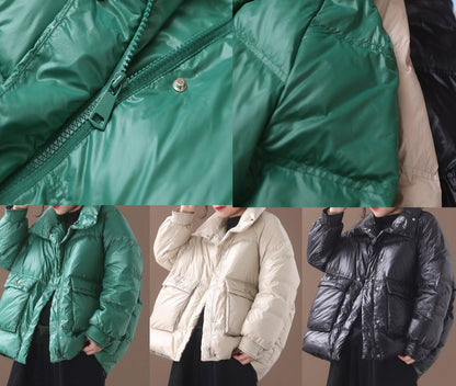 Fine Parka Winter Overcoat Black Stand Collar Warm Winter Coat