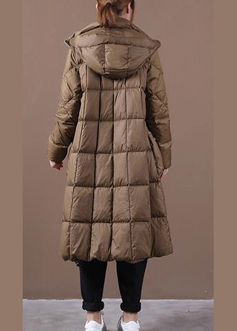 Fine Cotton Jacket Winter Outwear Chocolate Hooded Zippered Cotton Coat