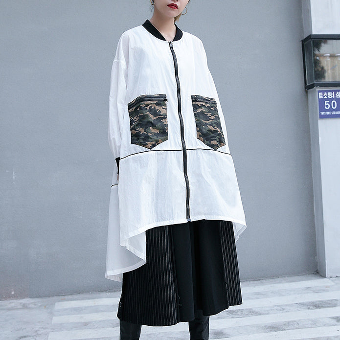 Fine White Thin Coat Low High Jackets & Coats New Long Sleeve Coat