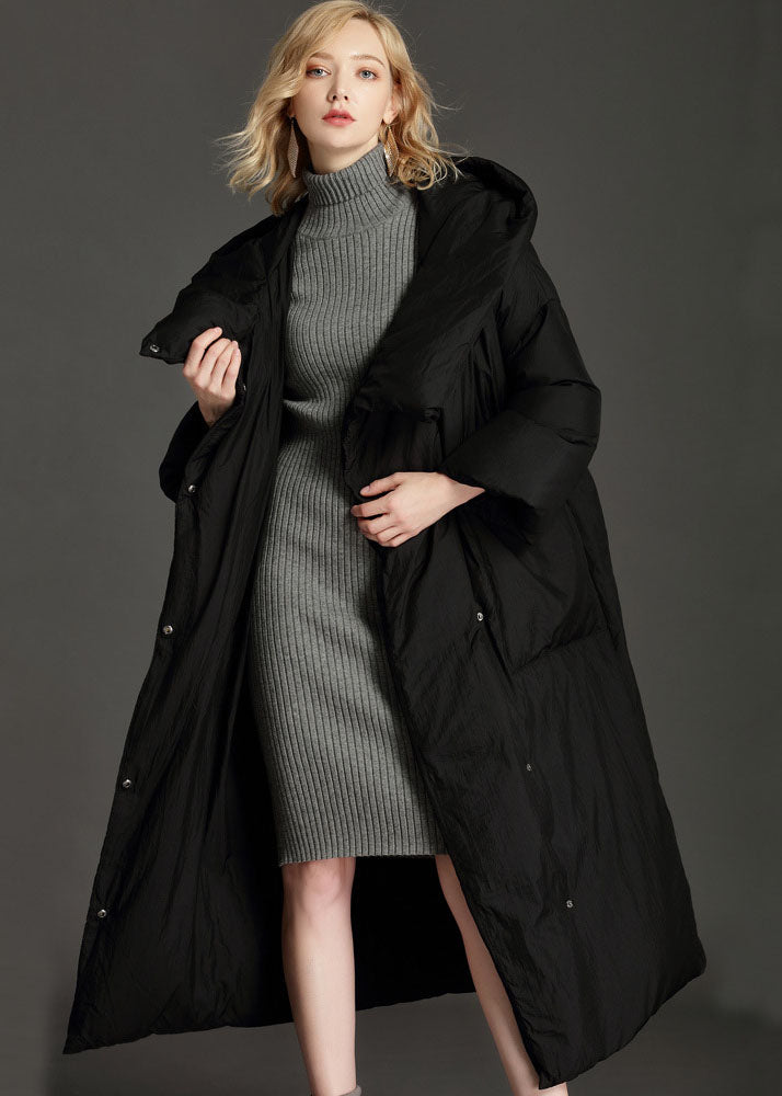 Grey Hooded Loose Winter Duck Down Puffer Coat