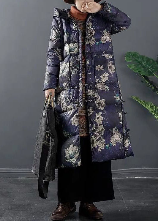 Fitted Purple Pockets Thick Duck Down Winter Down Coat