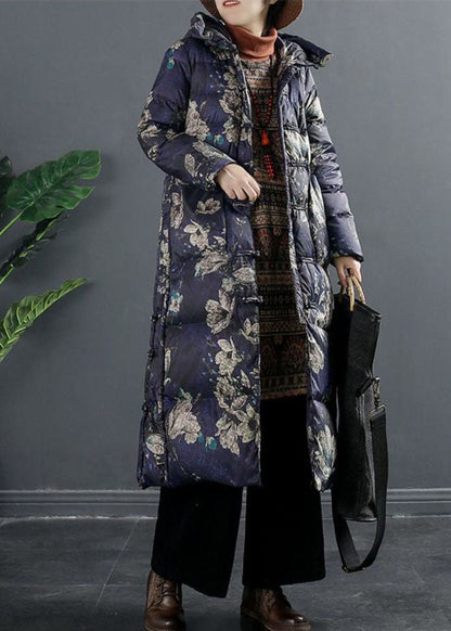 Fitted Purple Pockets Thick Duck Down Winter Down Coat