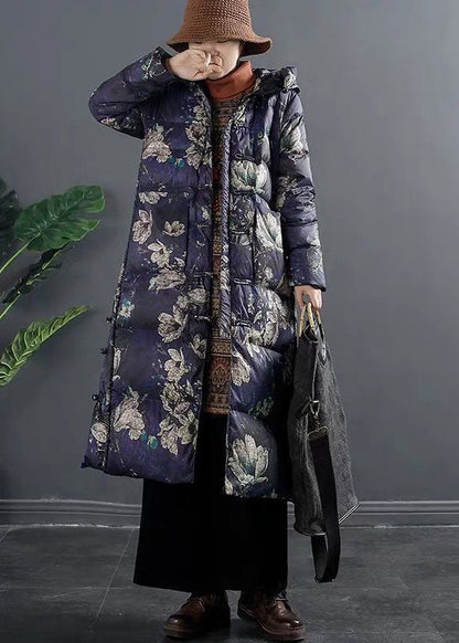 Fitted Purple Pockets Thick Duck Down Winter Down Coat