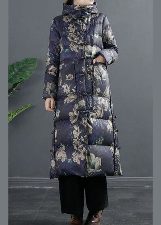 Fitted Purple Pockets Thick Duck Down Winter Down Coat