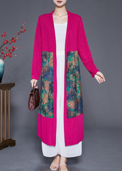 Fitted Rose Patchwork Tie Dye Cotton Cardigan Fall