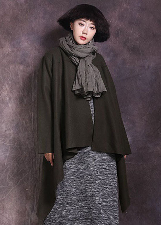 Fitted Tea Green Asymmetrical Coat Spring
