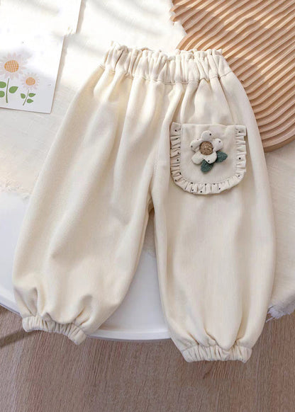 Coffee Pockets Elastic Waist Corduroy Beam Pants Spring