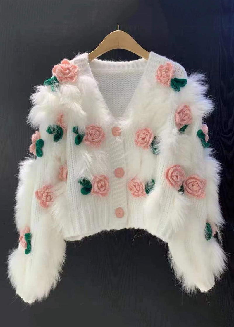 Pink V Neck Button Patchwork Knit Cardigan Spring