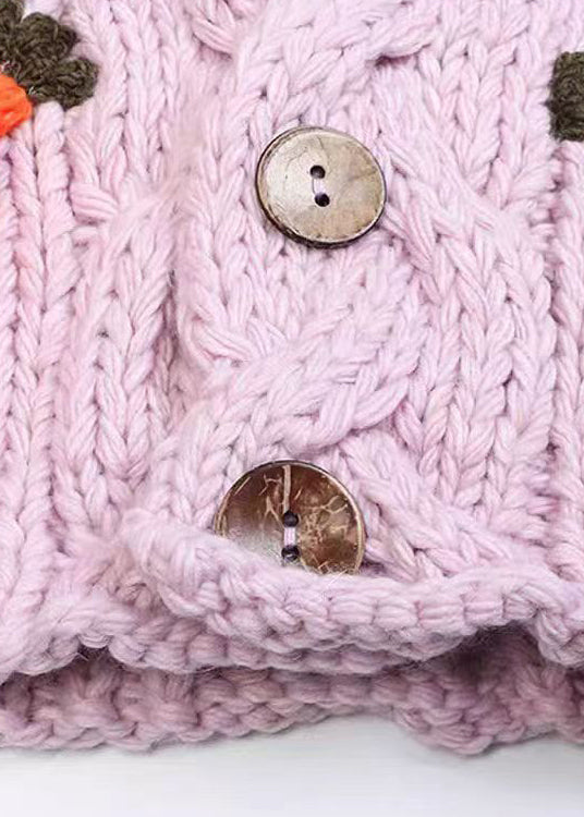 Purple V Neck Button Cozy Knit Cardigans Spring