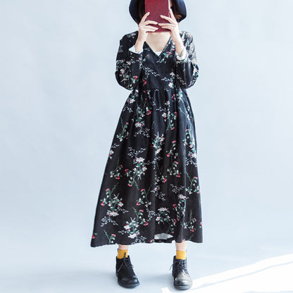 V Neck Spring Dresses Cotton Dress Caftans Gown