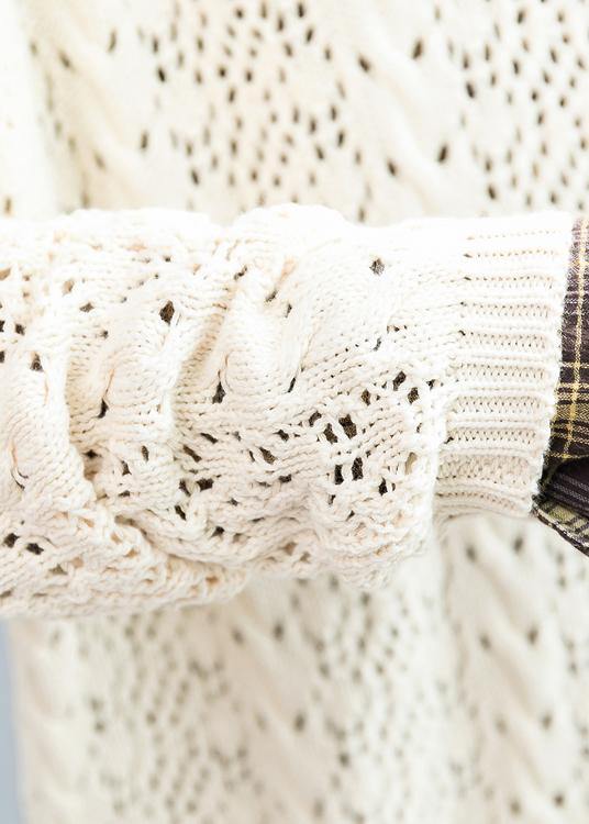 For Spring Beige Sweater Weather Street Style O Neck Hollow Out Mujer Knit Dresses