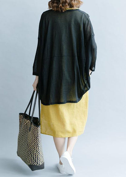 For Work black fall fashion fall cotton linen o neck Batwing Sleeve tops