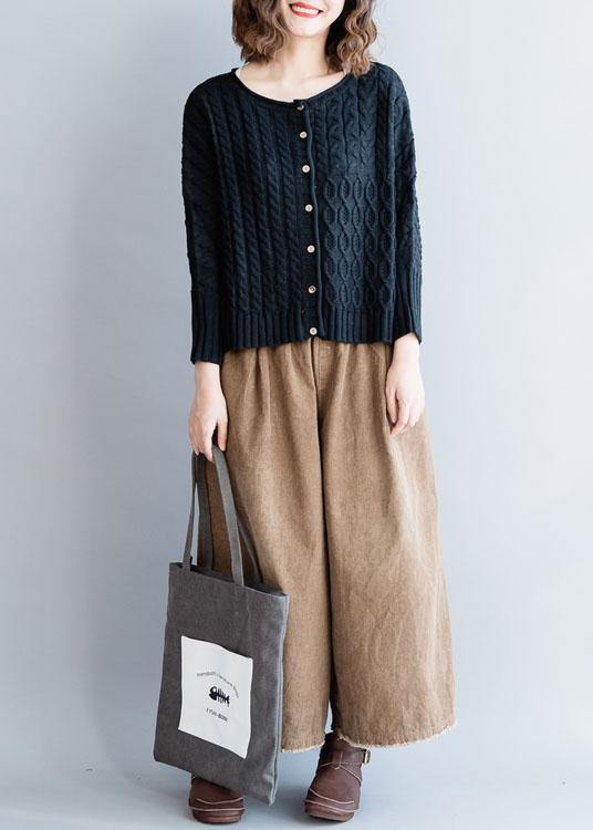 For Work O Neck Black Knitted Blouse Oversized Batwing Sleeve Knitted Pullover
