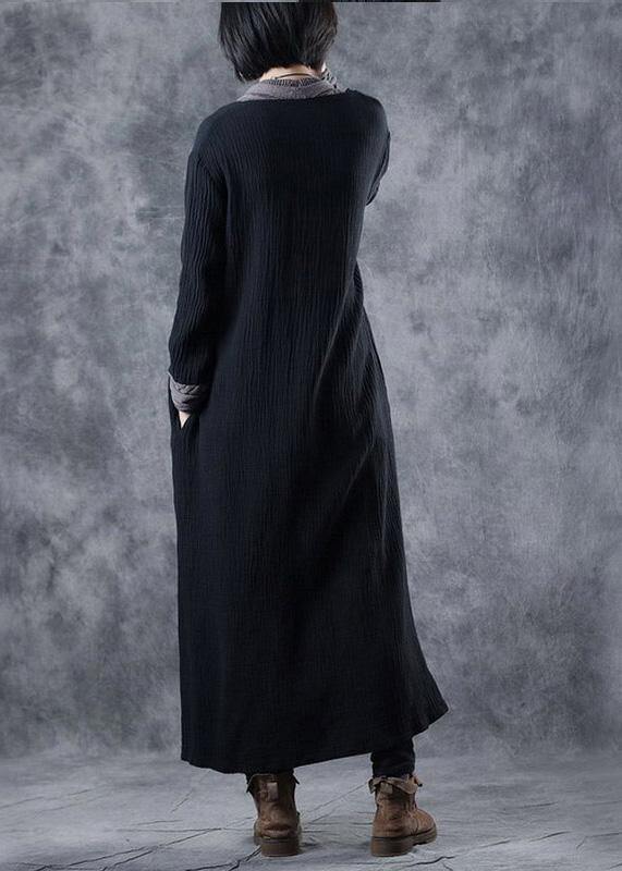 For Work Patchwork Sweater V Neck Outfits Largo Black Diy Knit Dress
