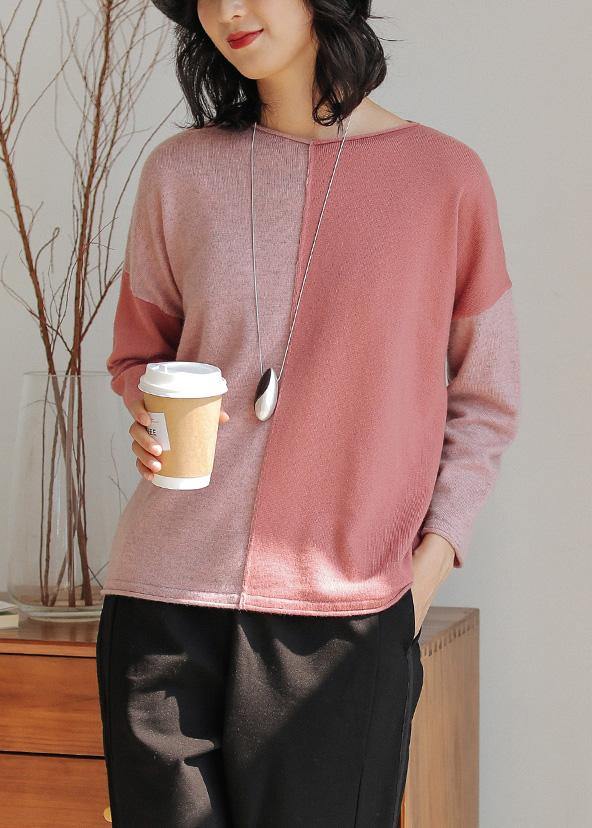 For Work Pink Tops O Neck Clothing Fall Sweaters