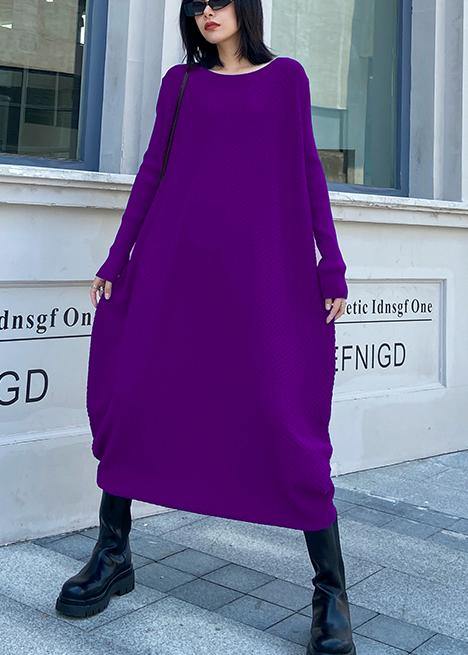 For Work Purple Sweater Weather Quotes O Neck Long Sleeve Funny Fall Sweater Dresses