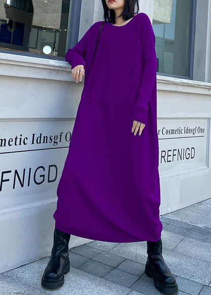 For Work Purple Sweater Weather Quotes O Neck Long Sleeve Funny Fall Sweater Dresses