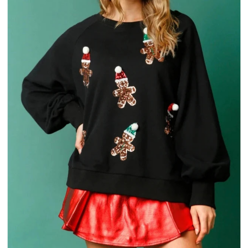 Christmas Sweater Women's Warm Sweater with Sequins and Pom-Pom
