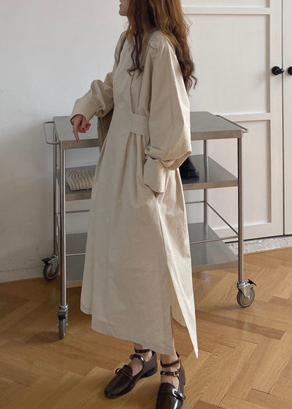 French Apricot Cinched Side Open Cotton Dresses Winter