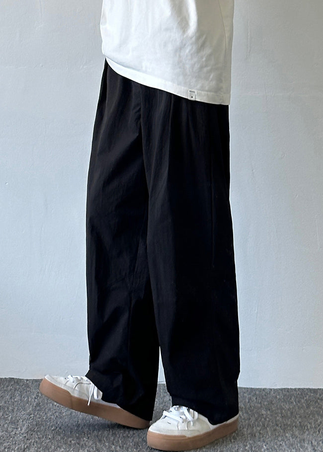 French Beige Pockets Elastic Waist Cotton Pants Summer
