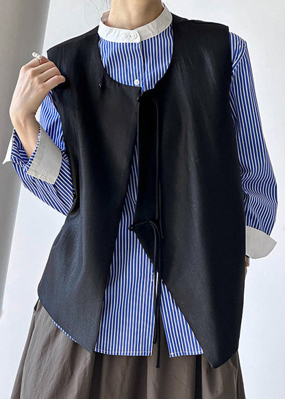 French Color Texture Button Cotton Waistcoat Sleeveless