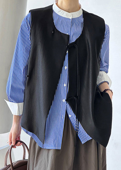 French Color Texture Button Cotton Waistcoat Sleeveless