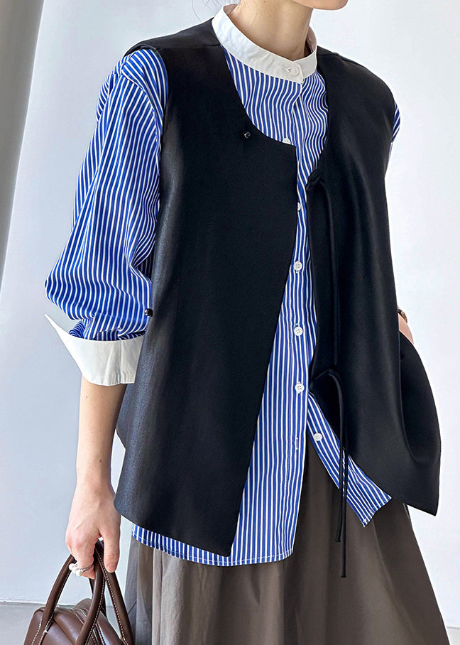 French Color Texture Button Cotton Waistcoat Sleeveless