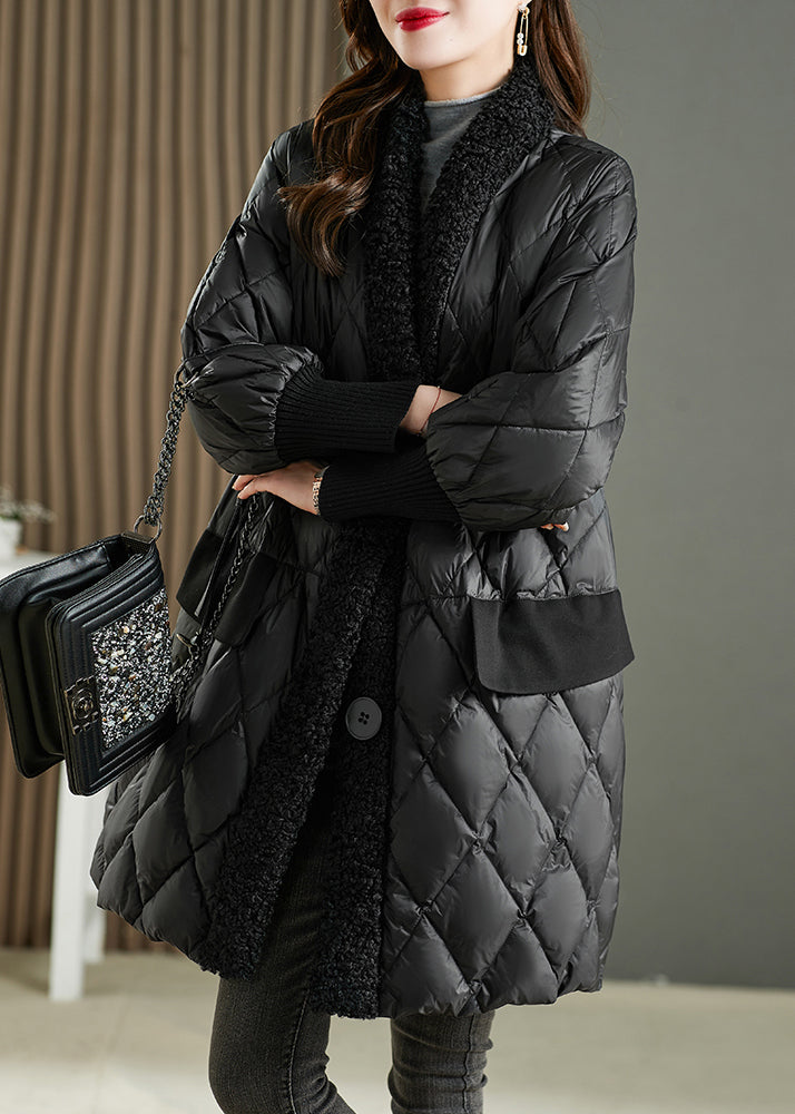French Black Pocketsteddy Faux Fur Patchwork Blended Parka Winter