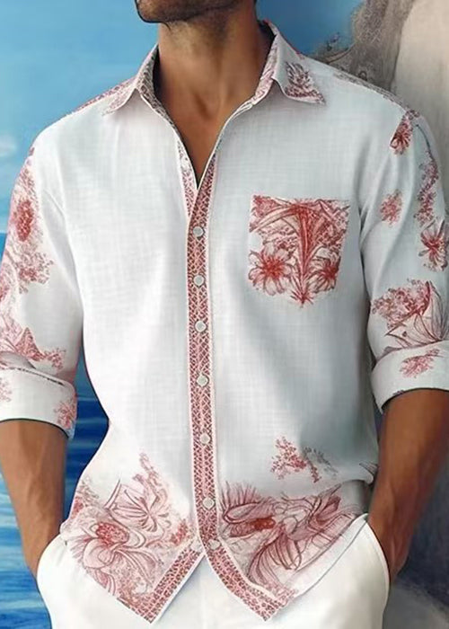 French Blue Peter Pan Collar Print Cotton Shirts Fall