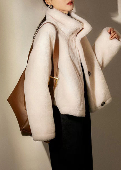 French Camel Peter Pan Collar Wear on Both Sides Wool Coats Winter